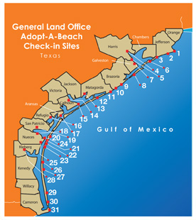 adopt-a-beach texas checkin locations spring 2014 general land office