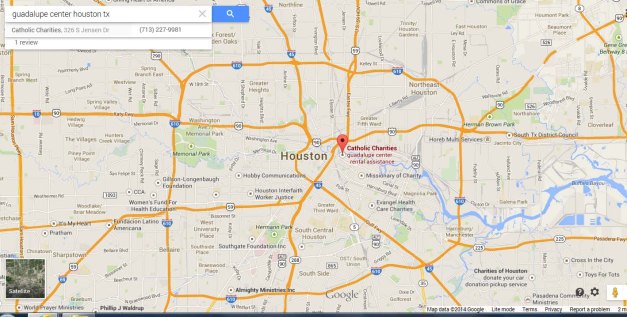 map showing Guadalupe center Houston tx